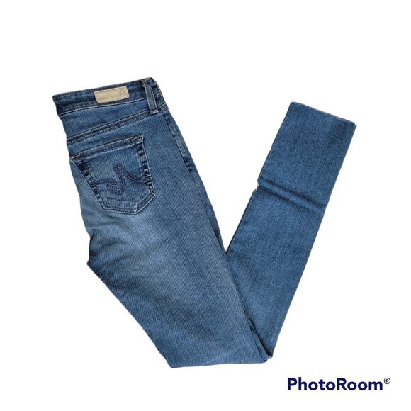 AG Adriano Goldschmied Blue Distressed The Legging Super Skinny - Size 0